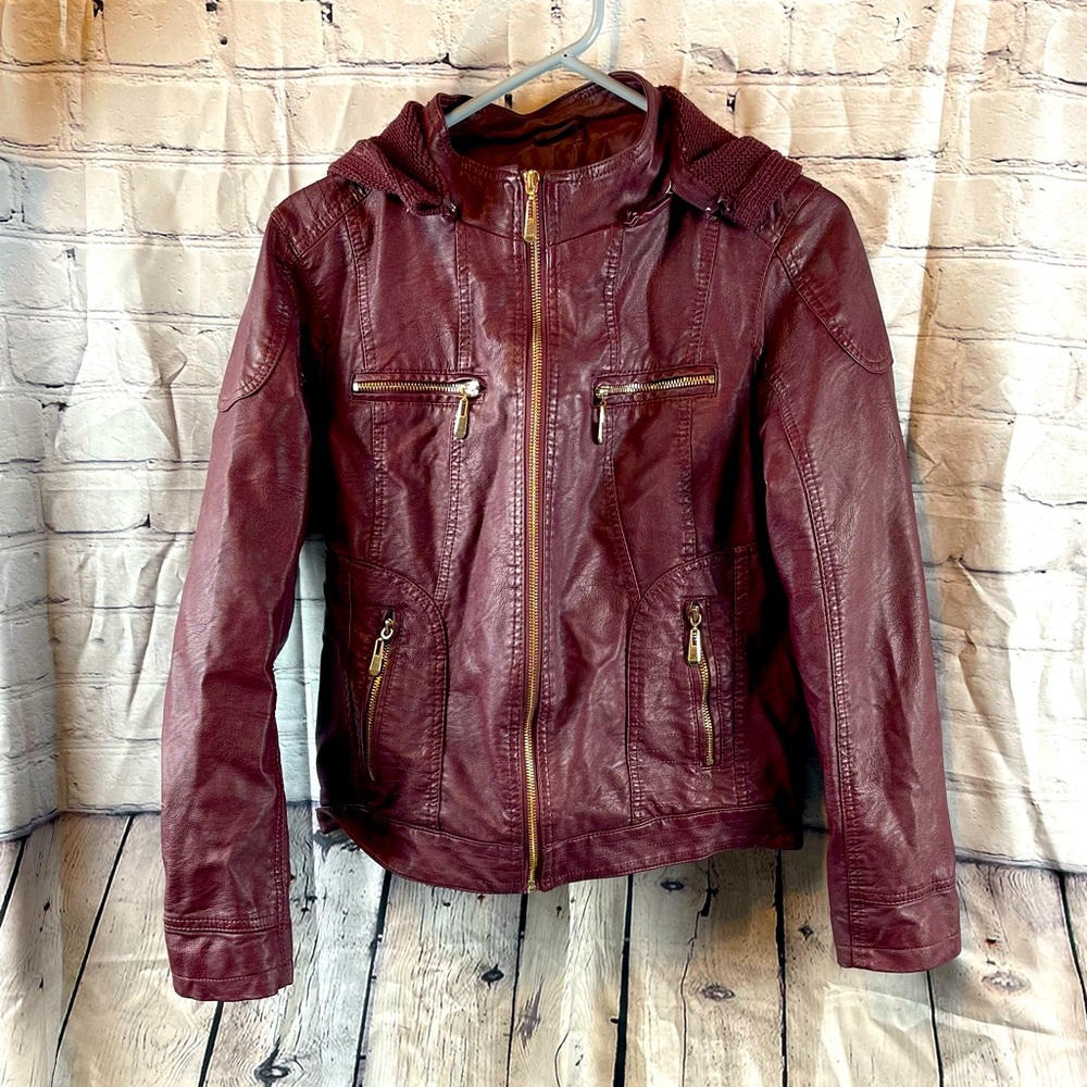 GI Sono leather jacket size large in burgundy